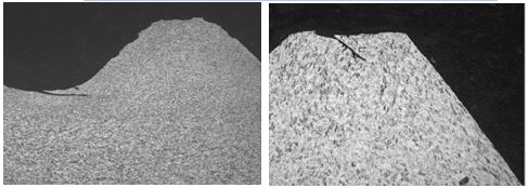 螺紋的牙側(cè)折疊 50&times; 螺紋的頂側(cè)折疊 50&times;