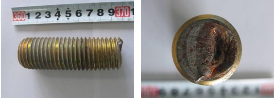 圖13-81 斷裂螺栓螺紋部分宏觀形貌 圖13-82 斷口宏觀形貌 圖13-81 斷裂螺栓螺紋部分宏觀形貌 圖13-82 斷口宏觀形貌