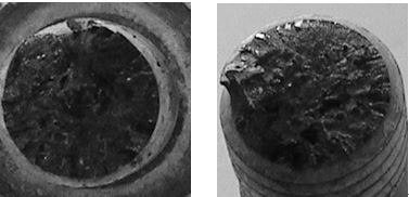 圖13-114 桿部斷口形貌 圖13-115 螺紋部分?jǐn)嗫谛蚊? />
</p>
<p style=
